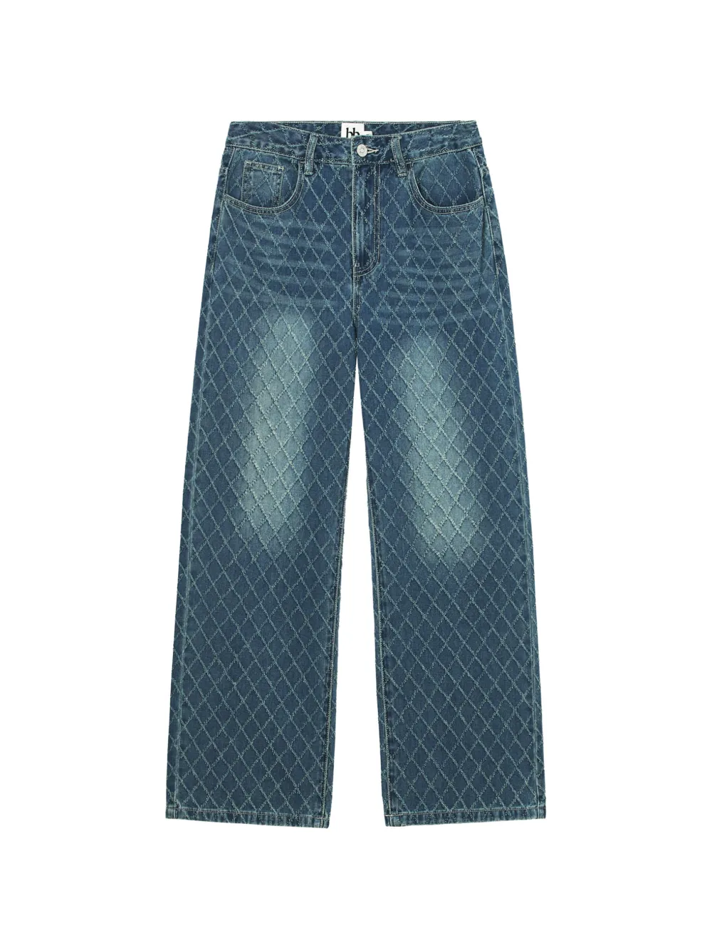 B+ab diamond-pattern wide-leg jeans Blauw