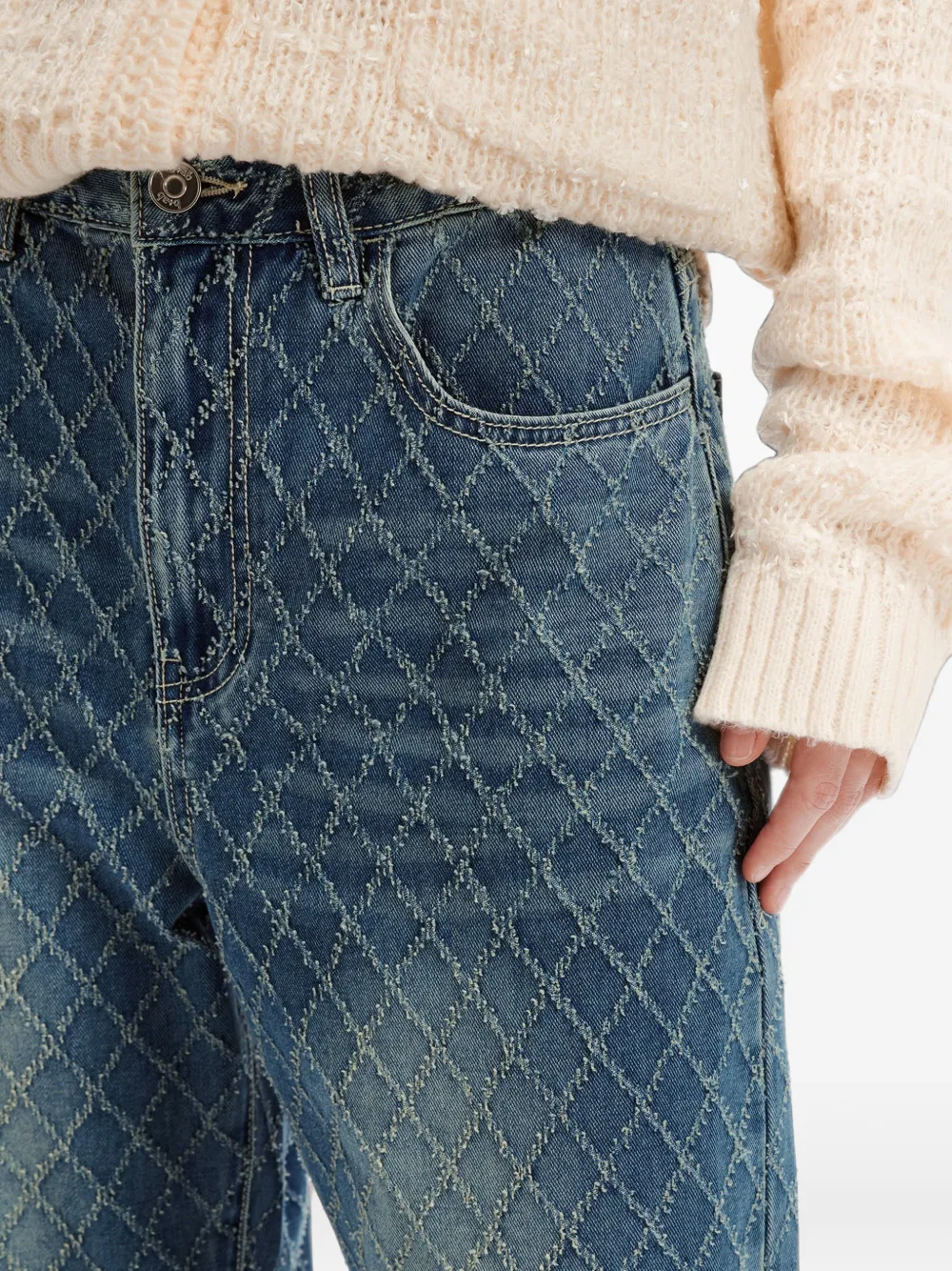 b+ab diamond-pattern wide-leg jeans Blauw