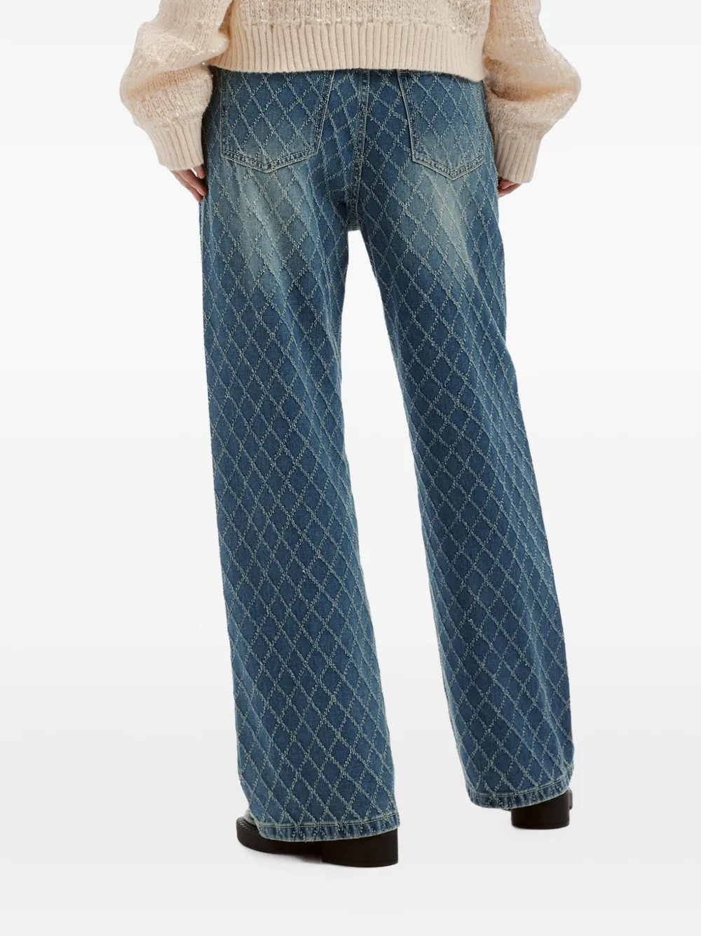 b+ab diamond-pattern wide-leg jeans Blauw