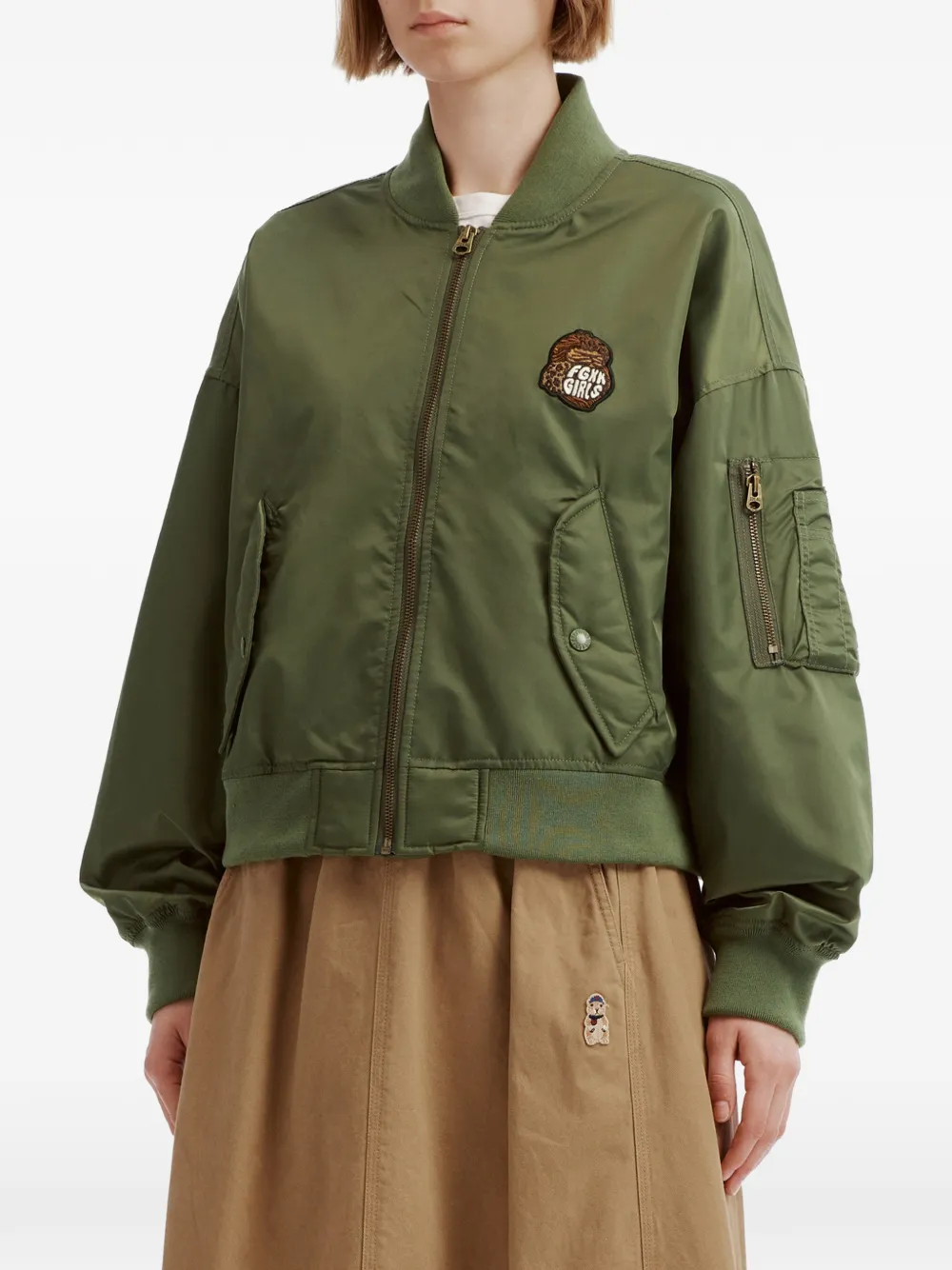 FINGERCROXX Bomberjack met logopatch Groen