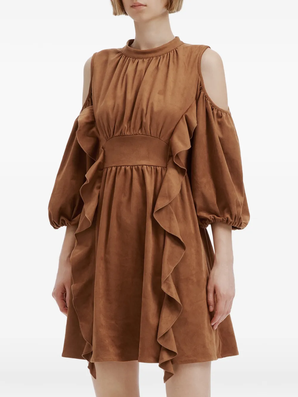 b+ab Off-shoulder mini-jurk Bruin