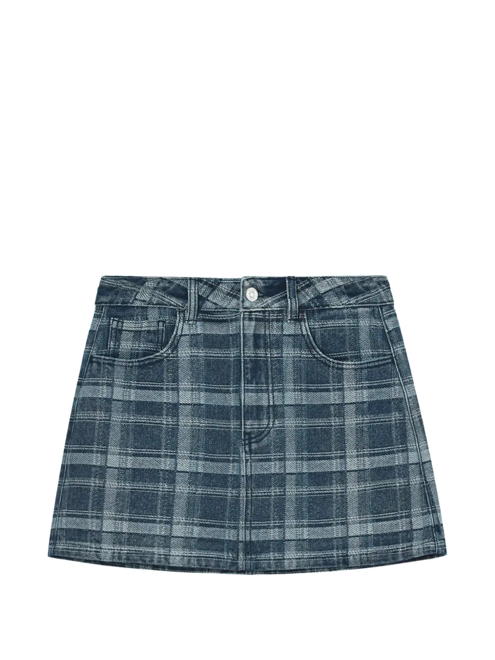 b+ab check-pattern denim mini skirt