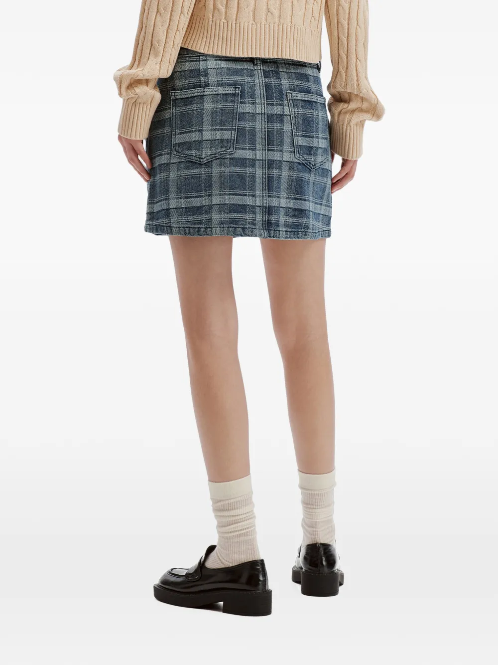 b+ab Geruite denim mini-rok Blauw