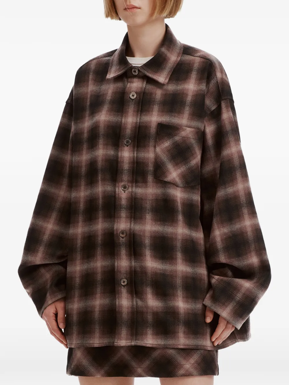 b+ab Geruit shirtjack Bruin