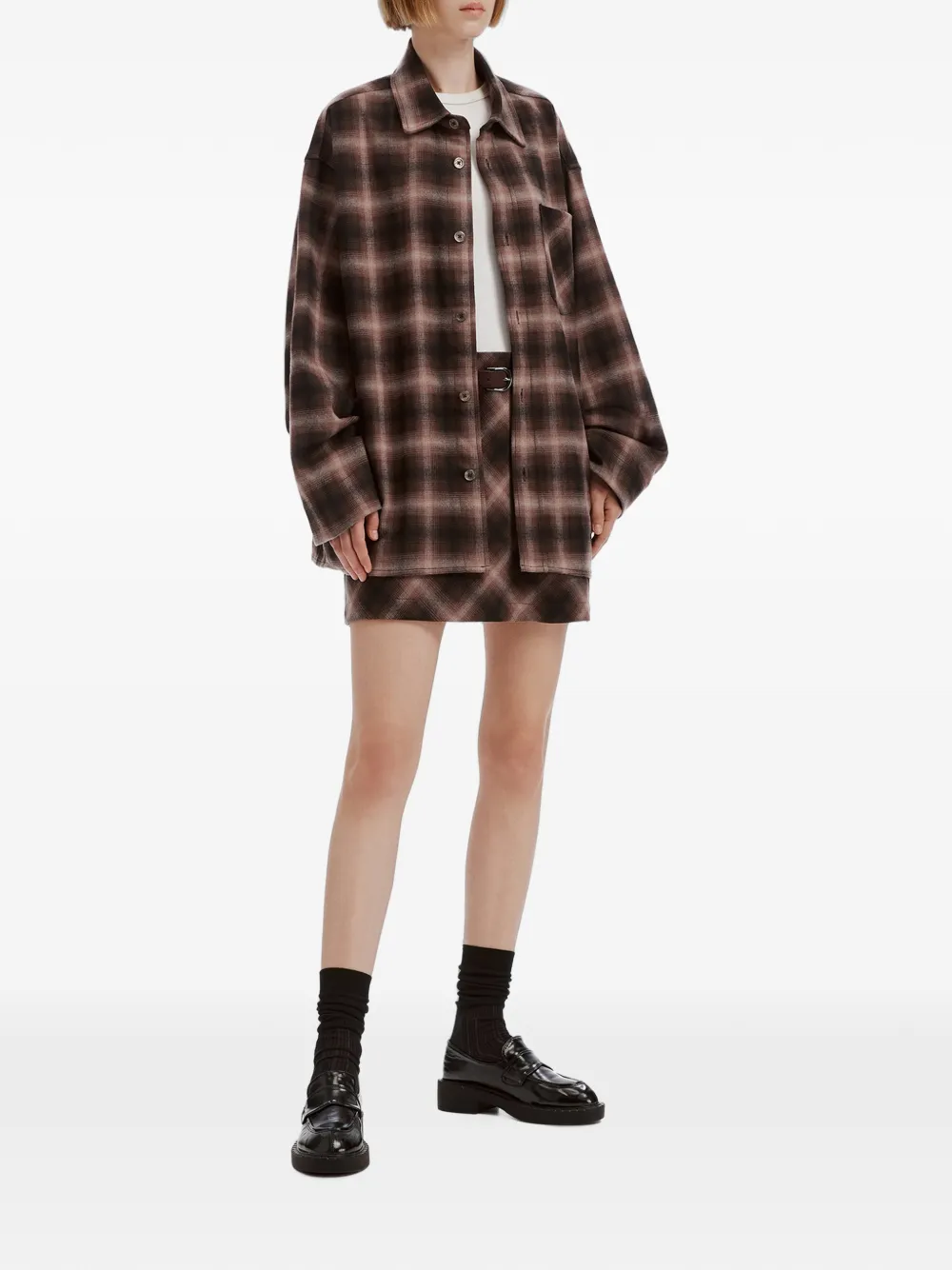 b+ab Geruit shirtjack Bruin