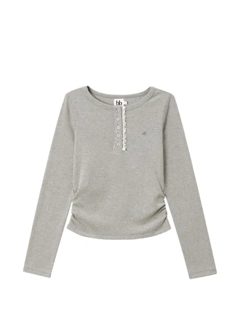 b+ab lace-trim ruched-side T-shirt