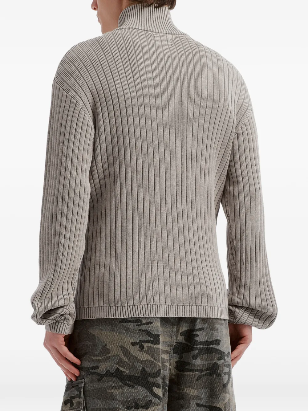 izzue ribbed-knit zip-up cardigan Grijs
