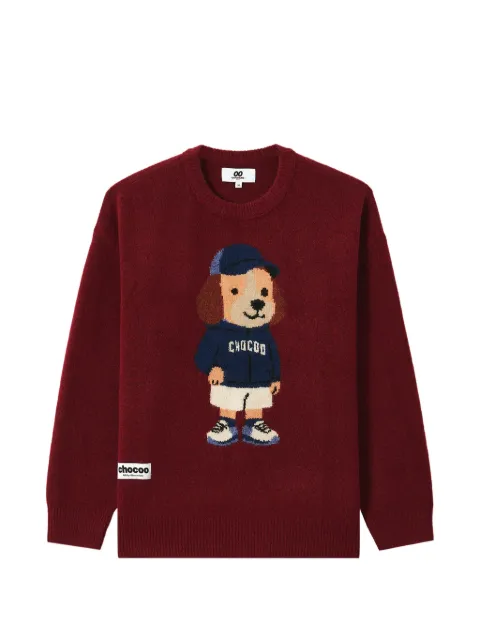 CHOCOOLATE intarsia-knit cotton sweater