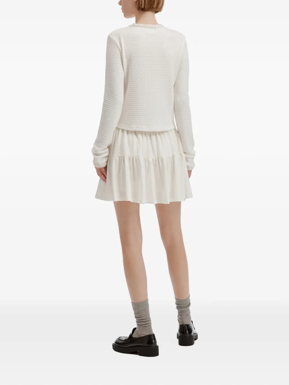 b+ab sequin-embellished ruffled cardigan and skirt set Beige