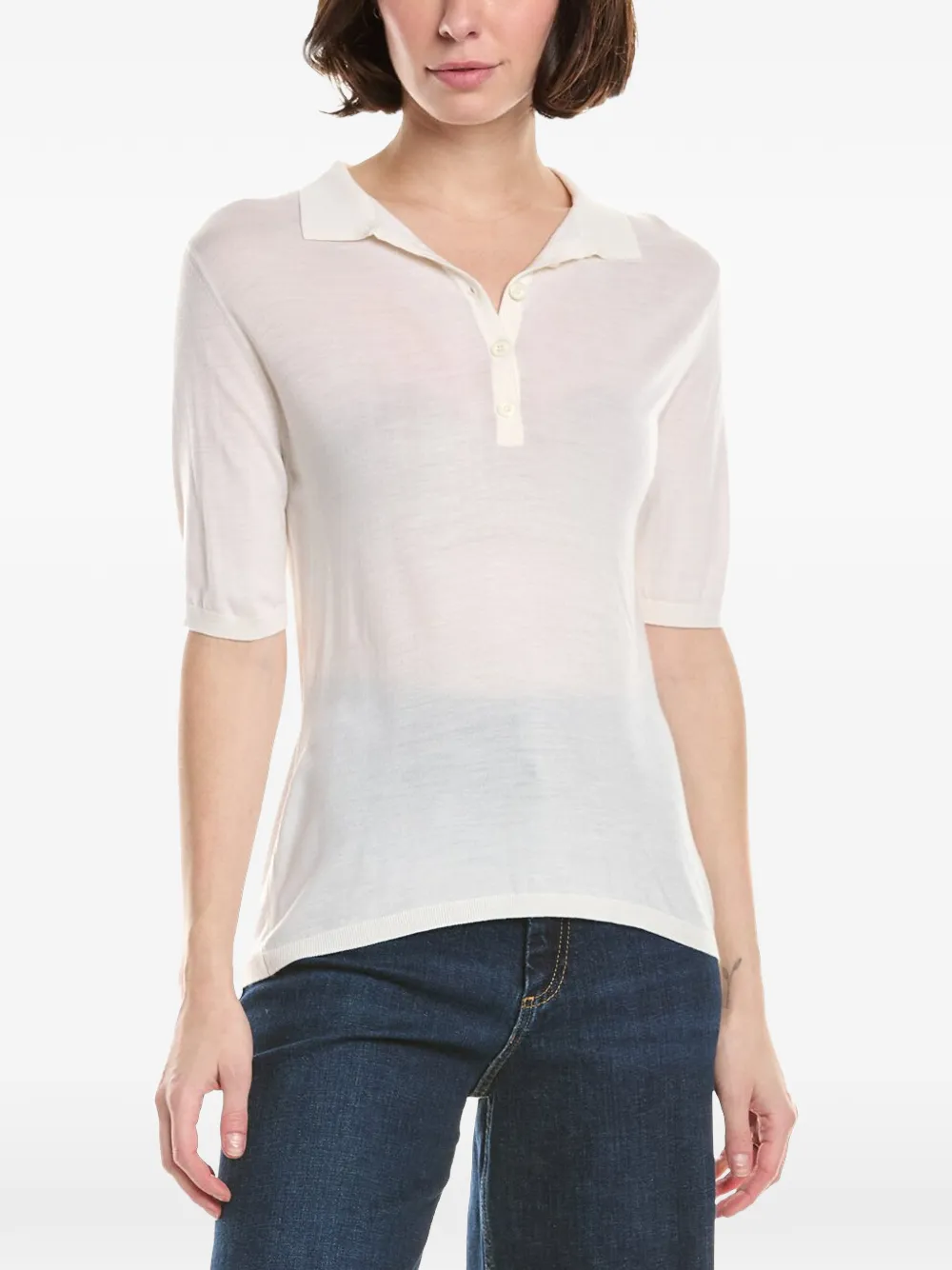 Eleventy knit half-sleeve polo shirt