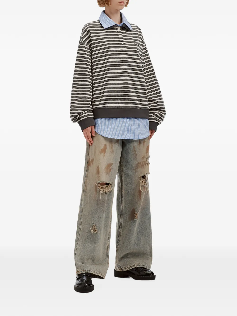 tout a coup striped layered sweater Grijs