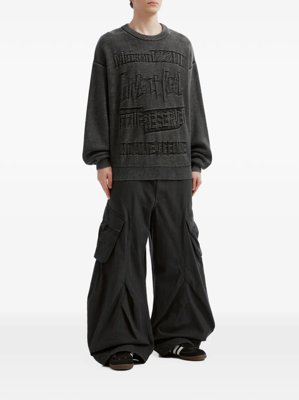 izzue logo-embroidered cotton sweatshirt Grijs