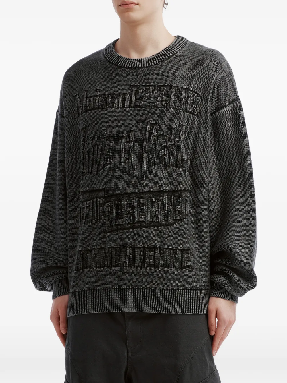 izzue logo-embroidered cotton sweatshirt Grijs