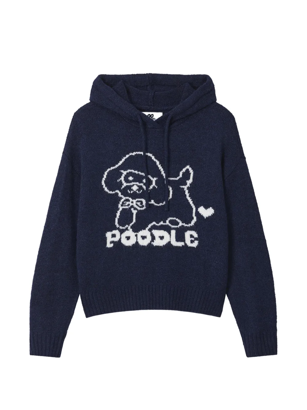 Chocoolate Intarsia-knit Drawstring Hoodie In Blue