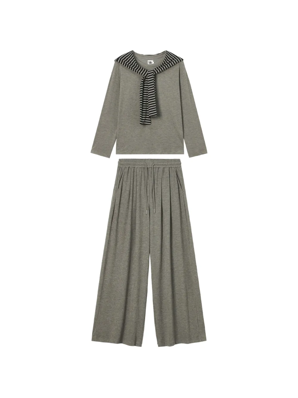 b+ab drawstring wide-leg tracksuit set - Grigio