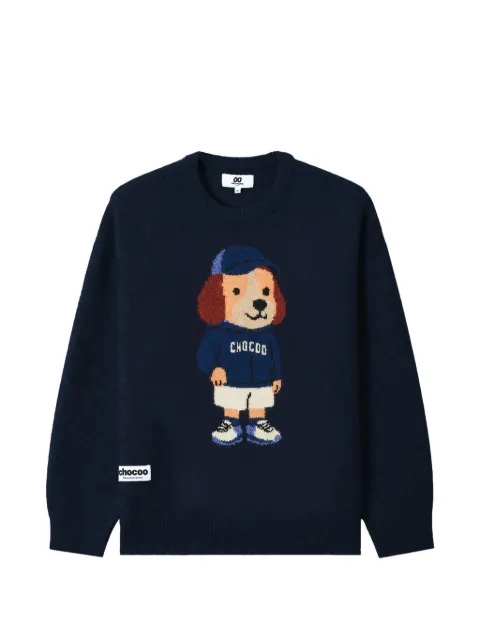 CHOCOOLATE intarsia-knit logo-patch sweater