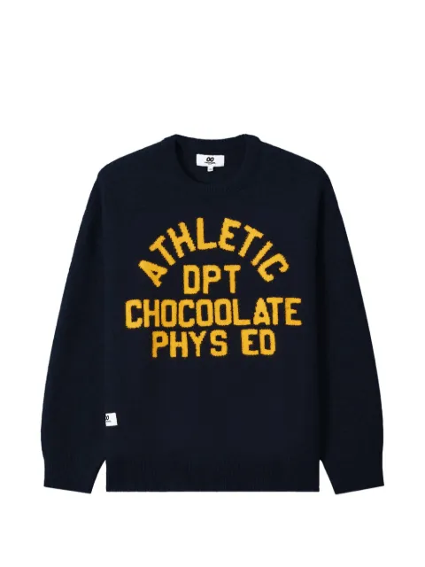 CHOCOOLATE intarsia-knit logo-patch sweater