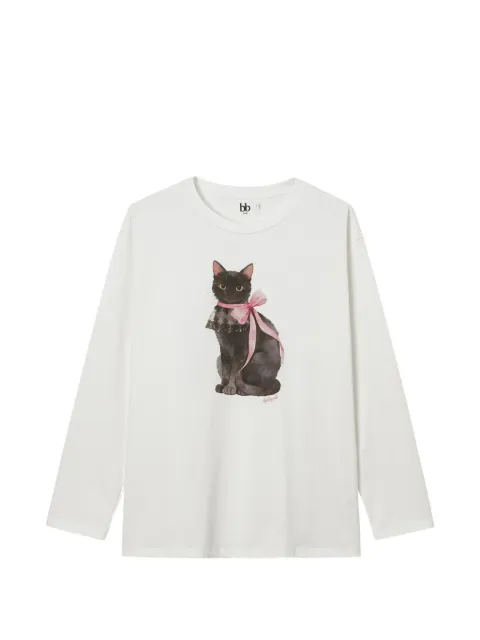 b+ab cat-print long-sleeve T-shirt