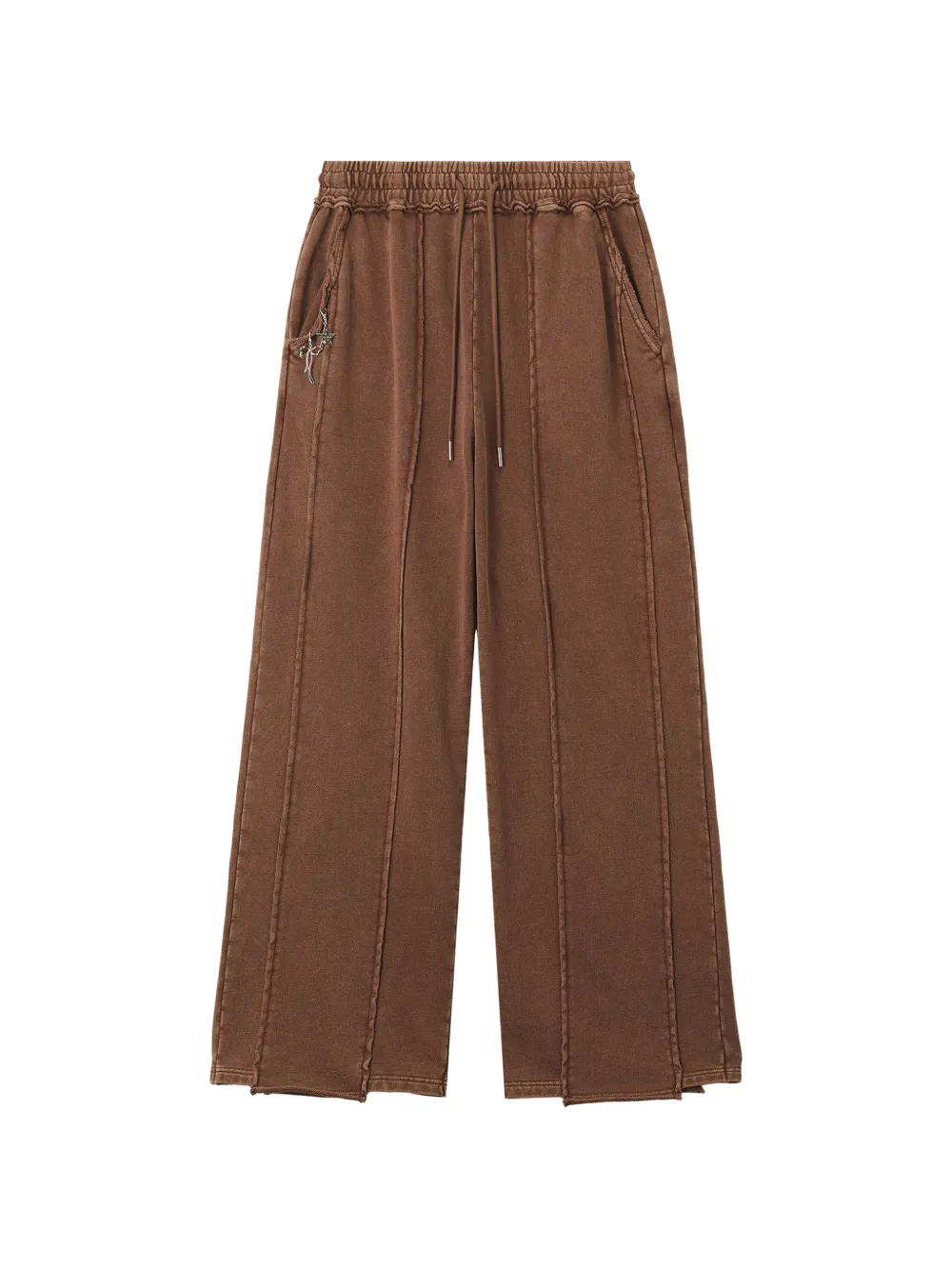 Mini Cream exposed-seam drawstring trousers - Marrone
