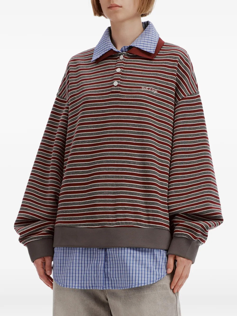 tout a coup striped layered-effect sweater Rood