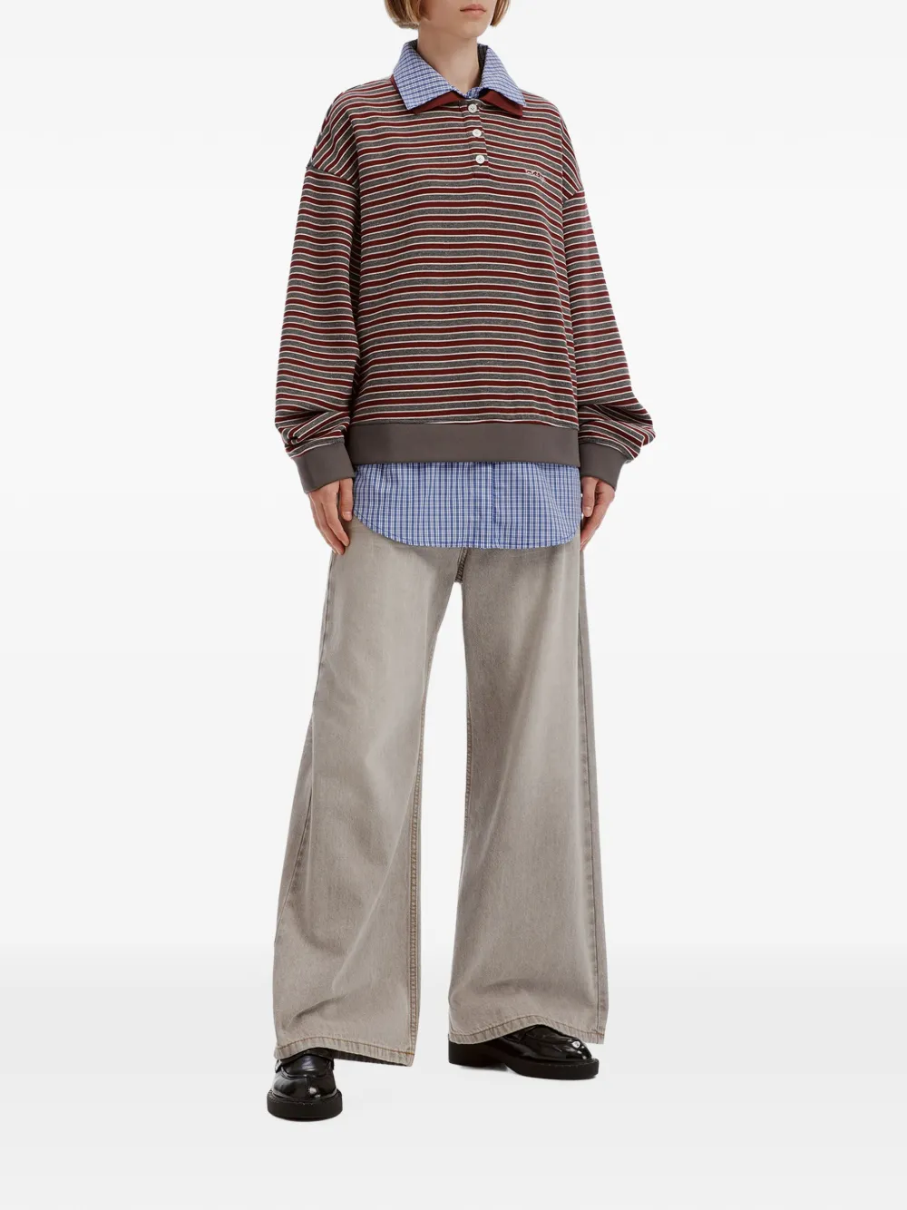 tout a coup striped layered-effect sweater Rood