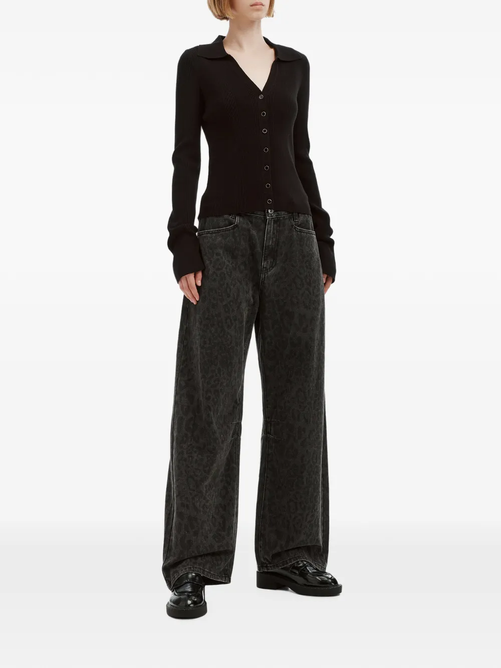tout a coup leopard-print wide-leg jeans Grijs