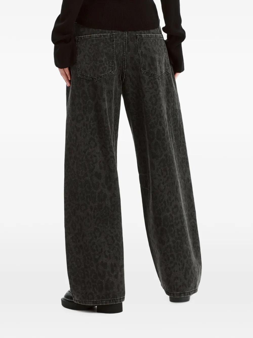 tout a coup leopard-print wide-leg jeans Grijs