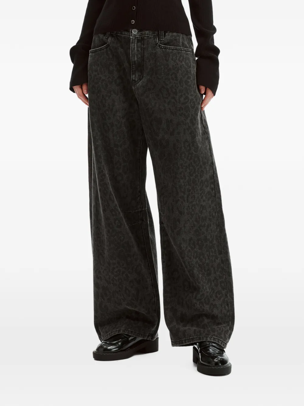 tout a coup leopard-print wide-leg jeans Grijs