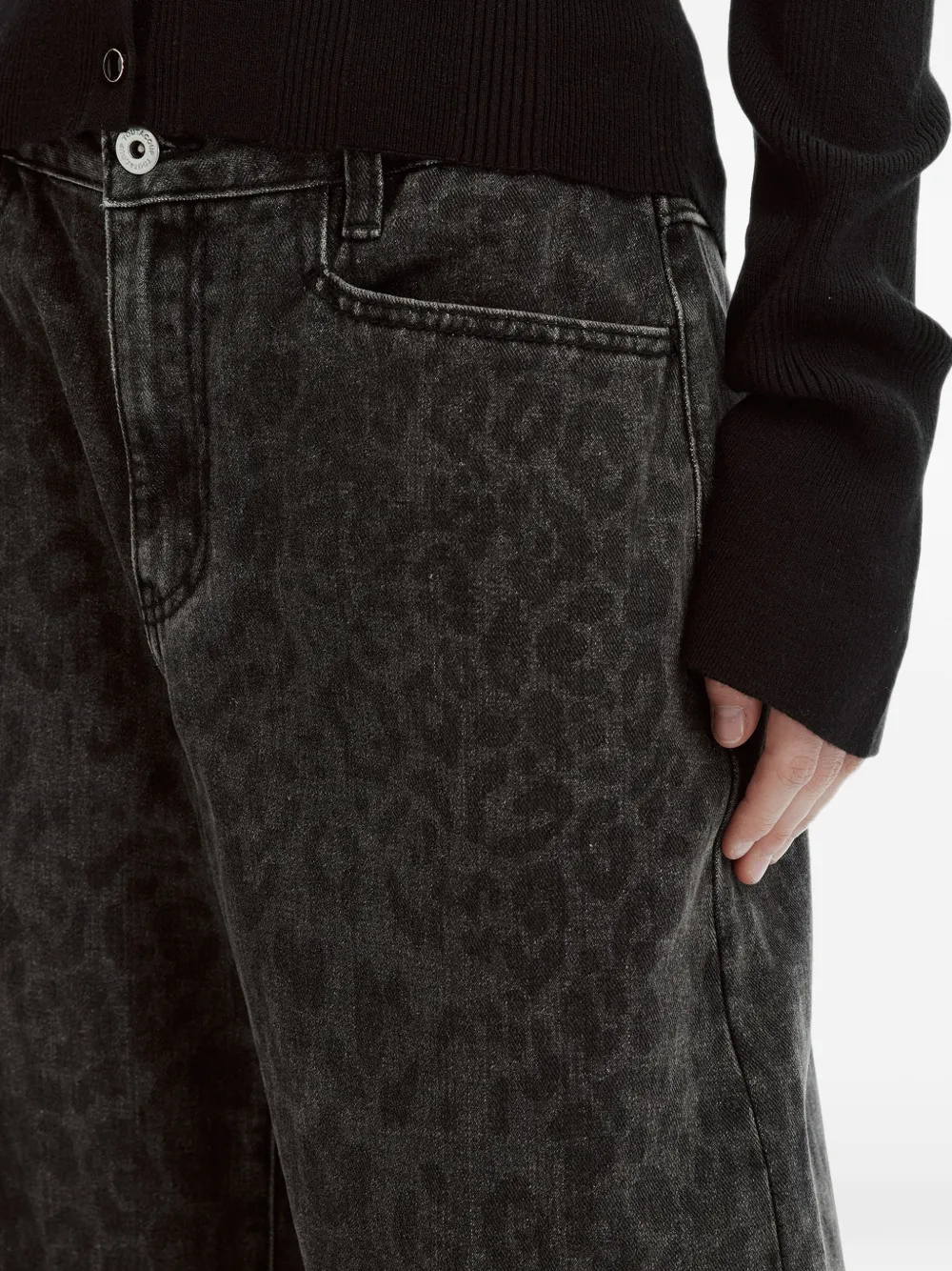 tout a coup leopard-print wide-leg jeans Grijs