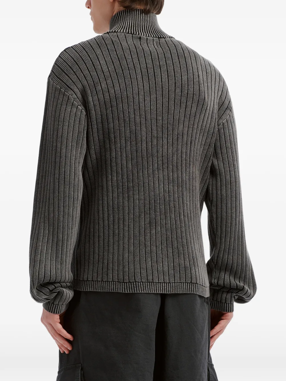 izzue ribbed-knit zip-up sweater Grijs
