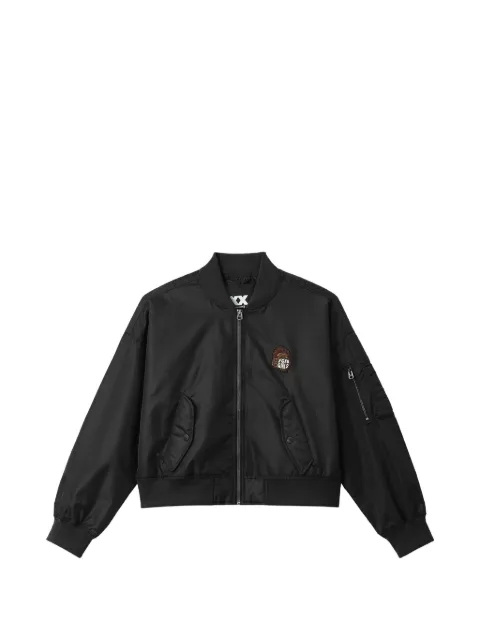 FINGERCROXX logo-patch zip-up bomber jacket