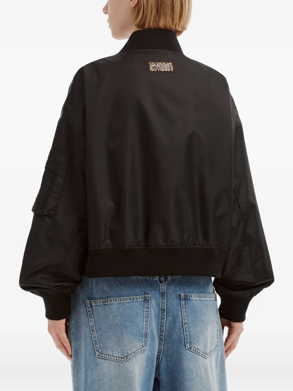 FINGERCROXX Bomberjack met logopatch en rits Zwart