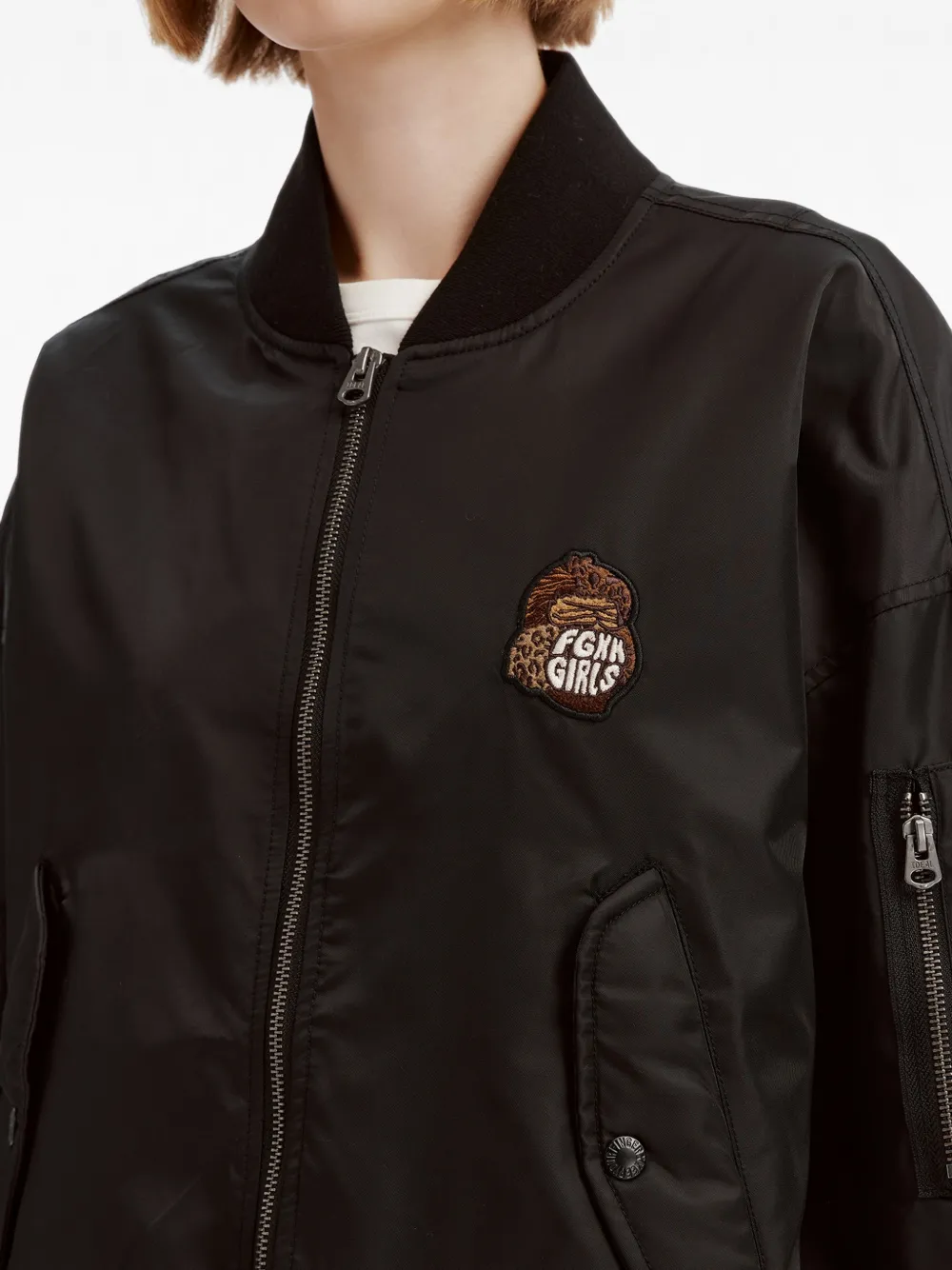 FINGERCROXX Bomberjack met logopatch en rits Zwart