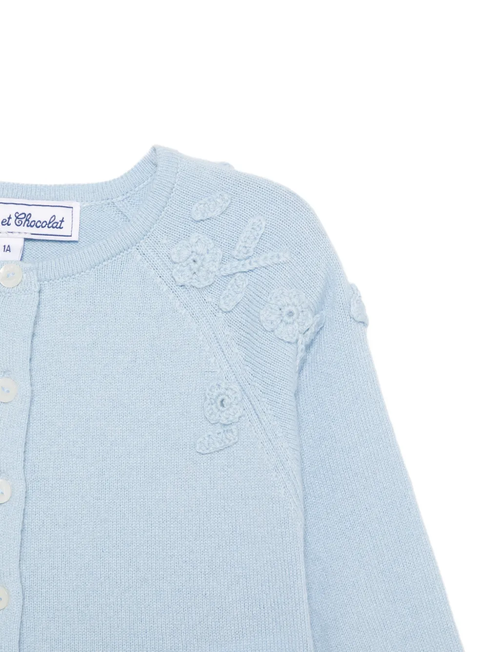 Tartine Et Chocolat floral-appliqué cardigan Blauw