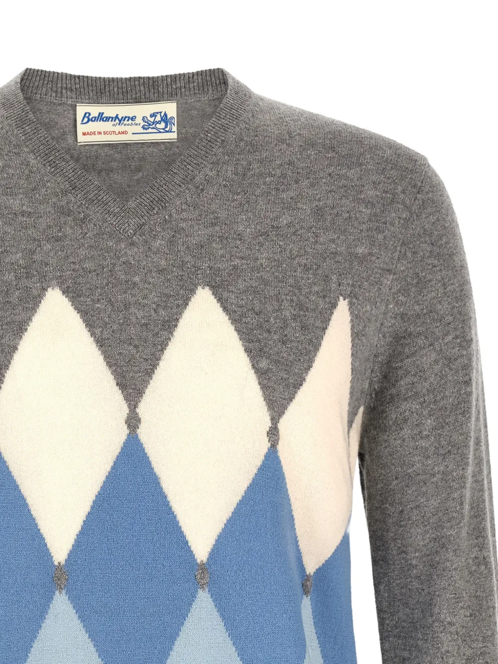 Ballantyne Classic Diamond intarsia trui Grijs