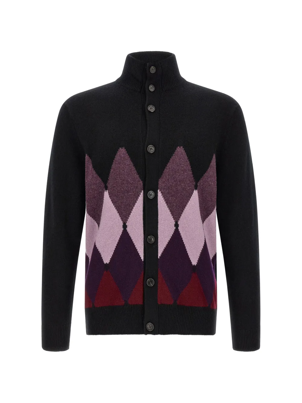 Ballantyne diamond intarsia cardigan - Nero