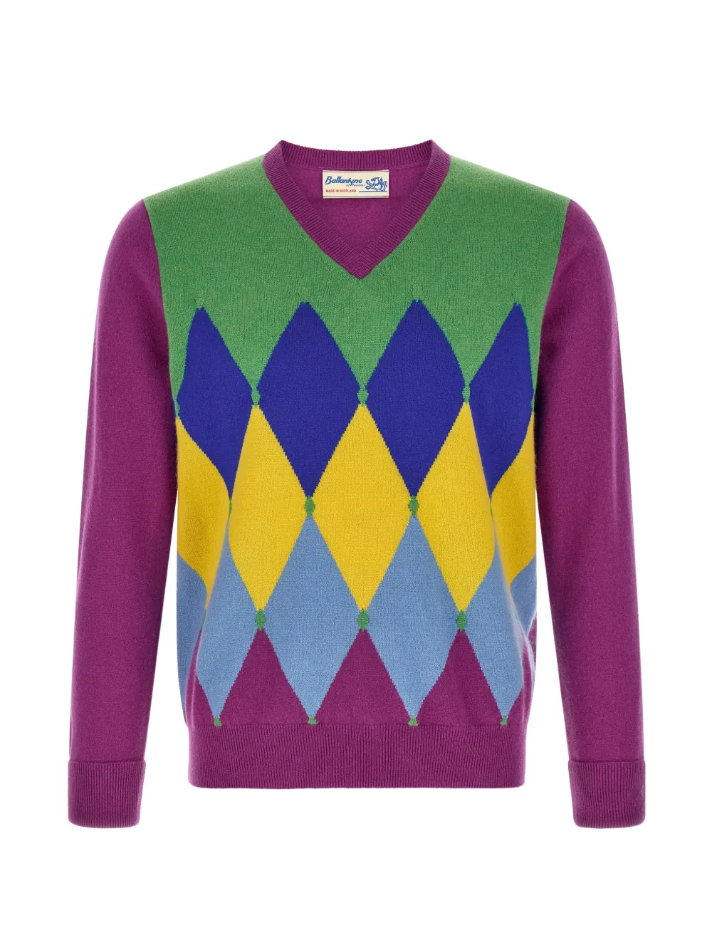 Ballantyne diamond intarsia V-neck sweater