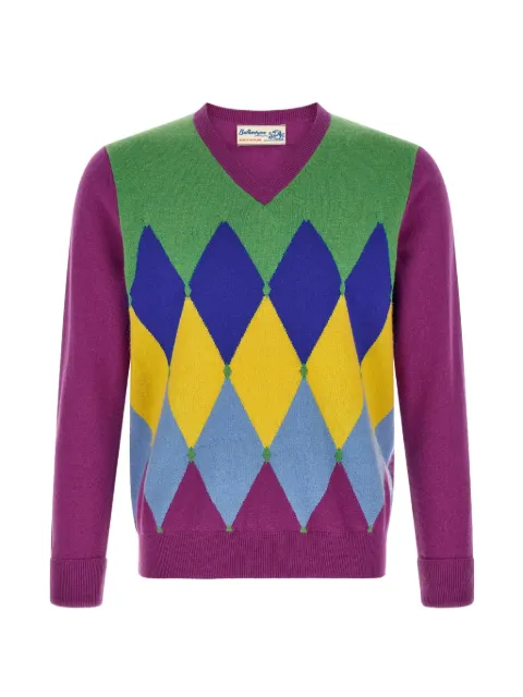 Ballantyne diamond intarsia V-neck sweater