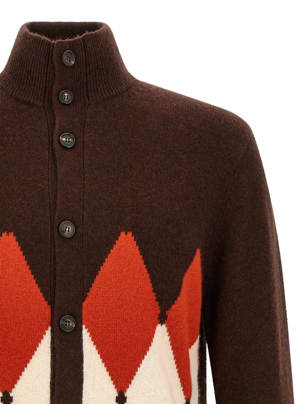 Ballantyne Intarsia vest met hoge hals Bruin