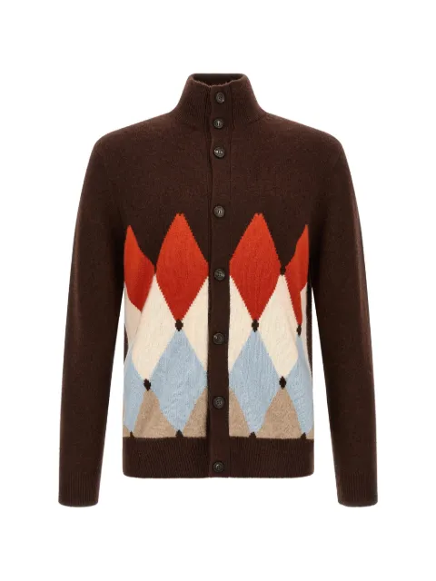 Ballantyne diamond-intarsia high-neck cardigan