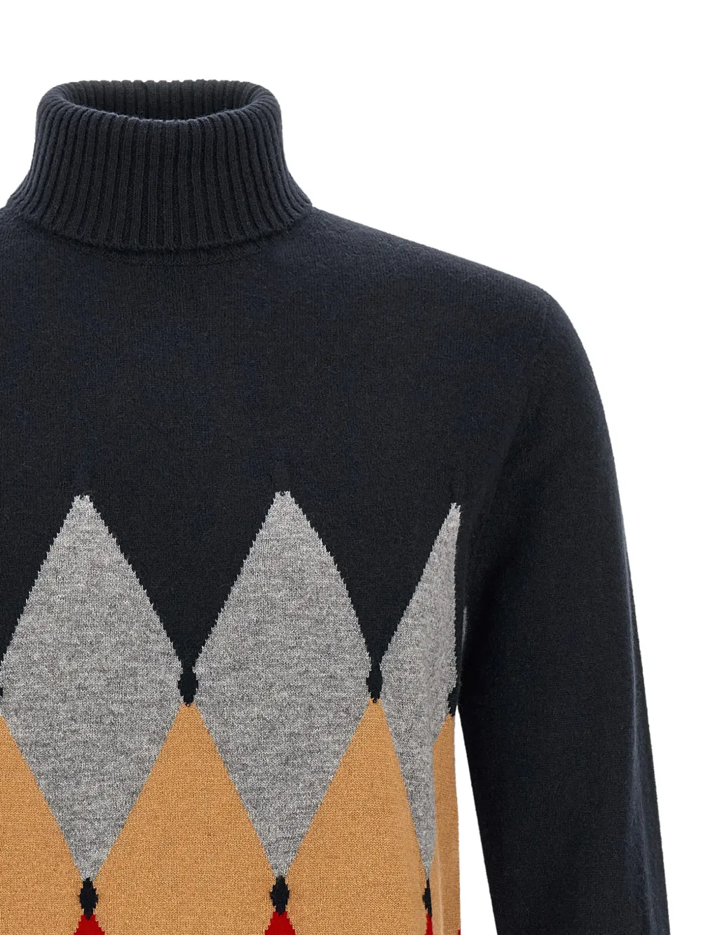 Ballantyne Classic Diamond intarsia trui Blauw