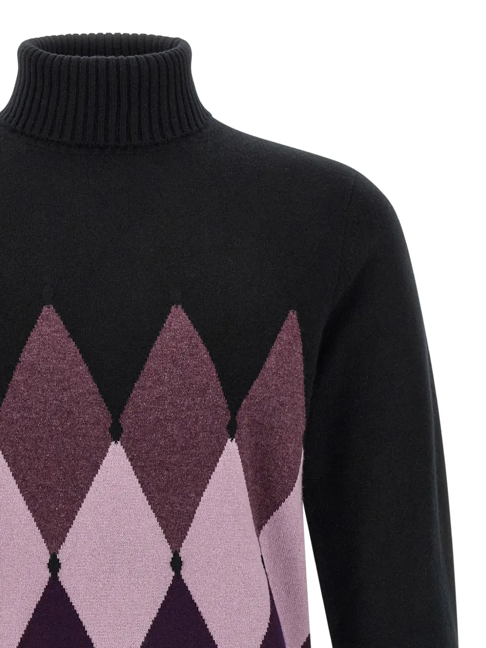 Ballantyne diamond intarsia turtleneck sweater Zwart