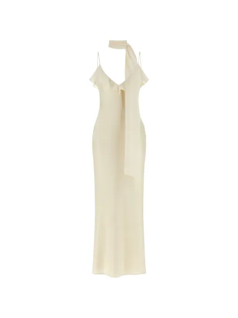 ROTATE BIRGER CHRISTENSEN vestido largo con detalle de pañuelo y volantes