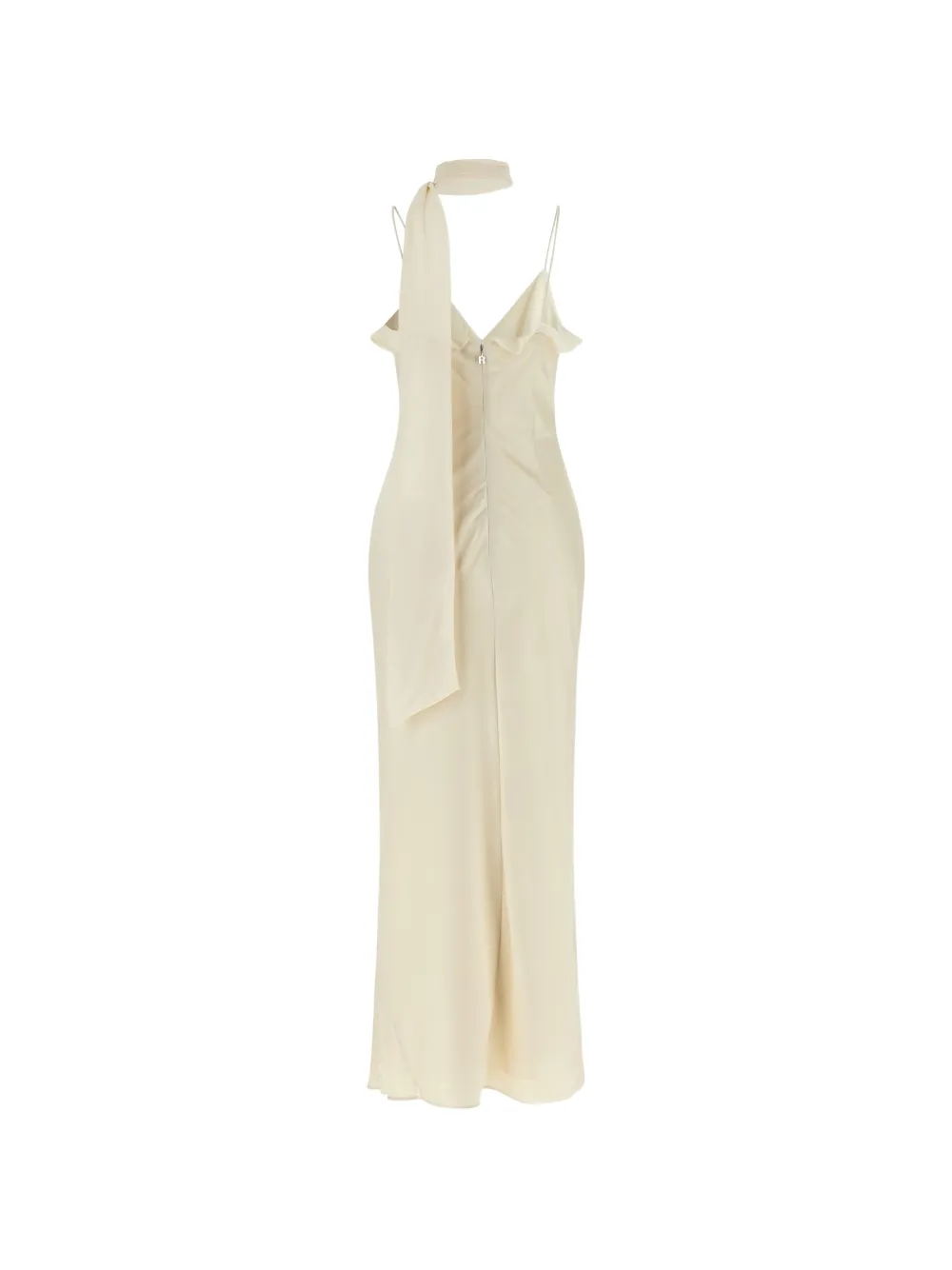 ROTATE BIRGER CHRISTENSEN Maxi-jurk met sjaaldetail en ruches Beige