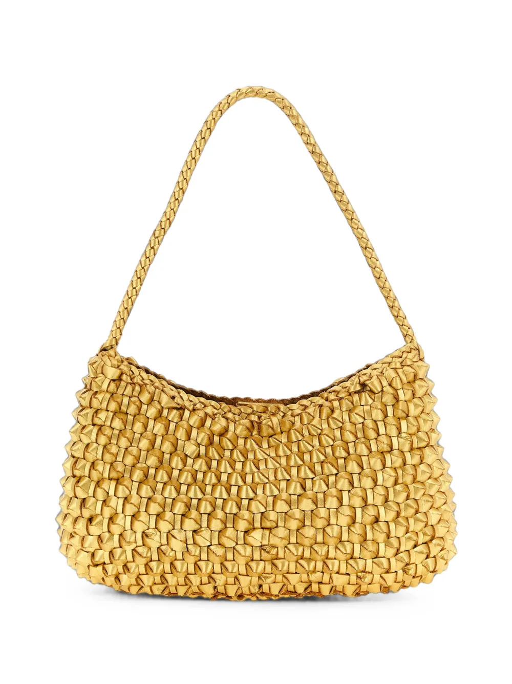DRAGON DIFFUSION Basil Cactus braided leather shoulder bag - Oro