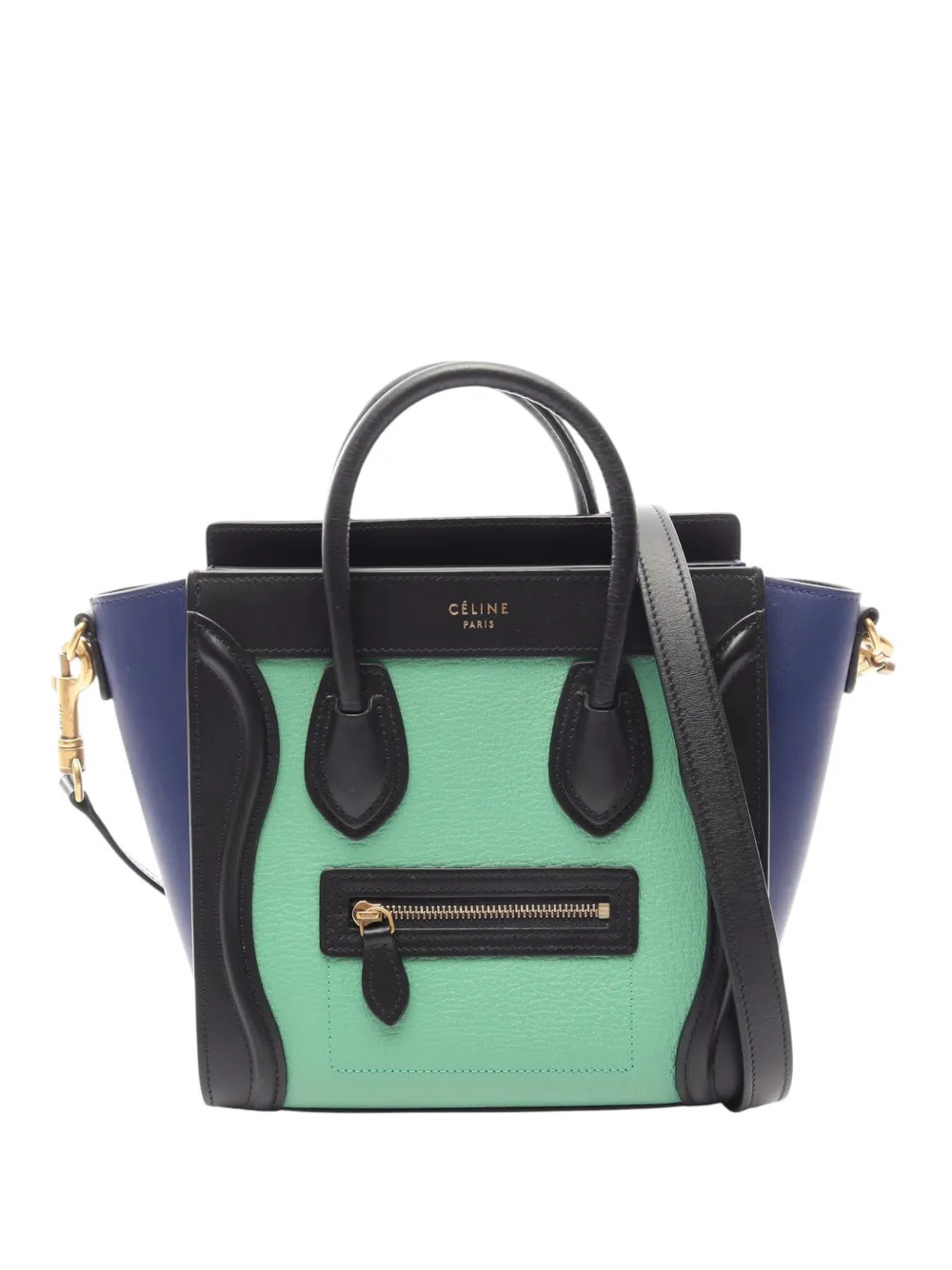 Celine Pre-Owned 2000-2026 Nano Tricolor Leather Luggage Tote satchel - Verde