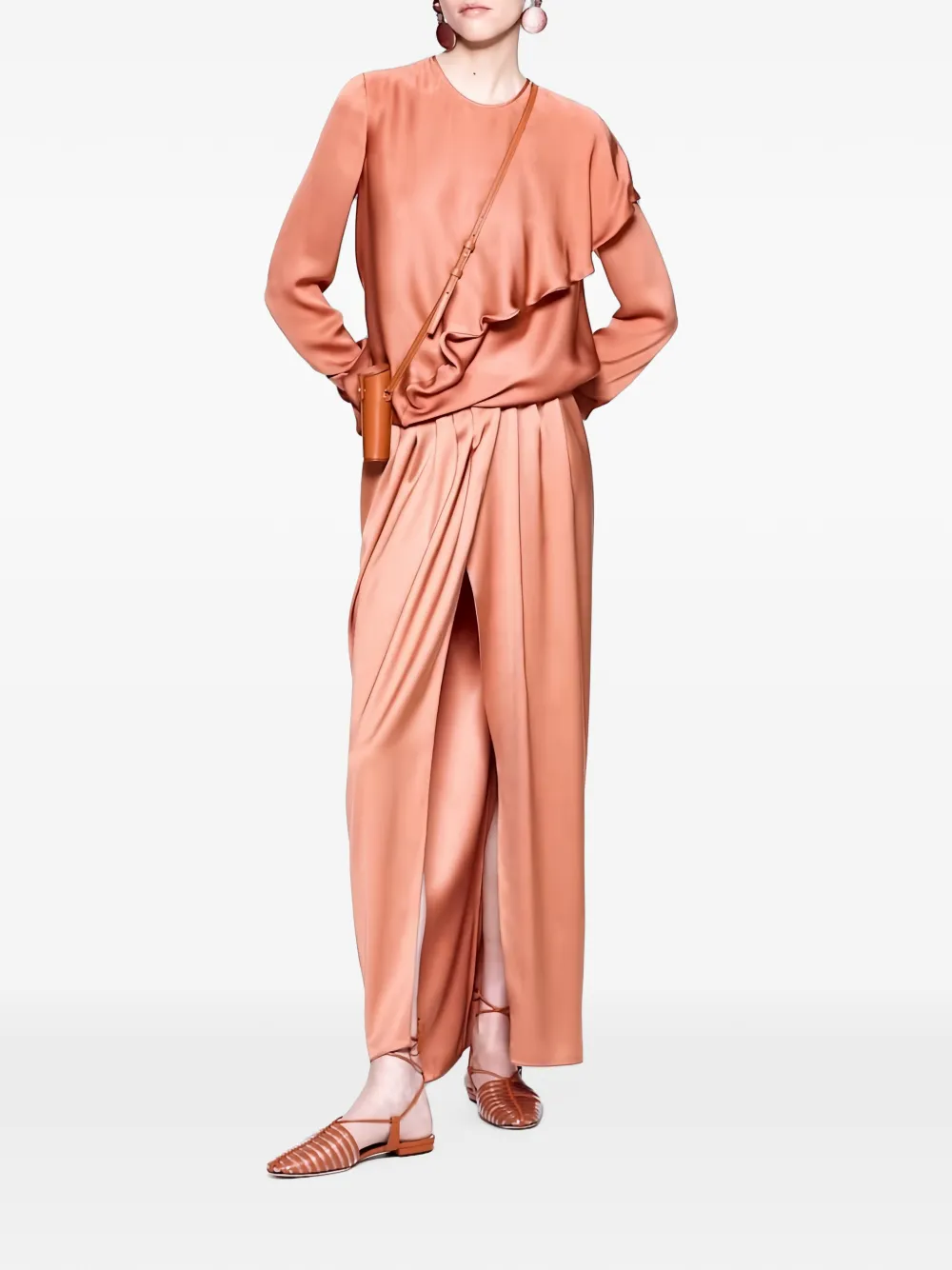 Giorgio Armani Gedrapeerde blouse met ruches Oranje