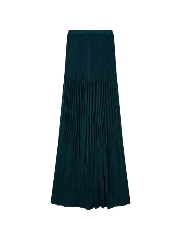 Giorgio Armani Pleated A-line Maxi Skirt in Green