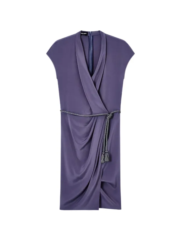 Giorgio Armani Belted Wrap-style Mini Dress in Purple