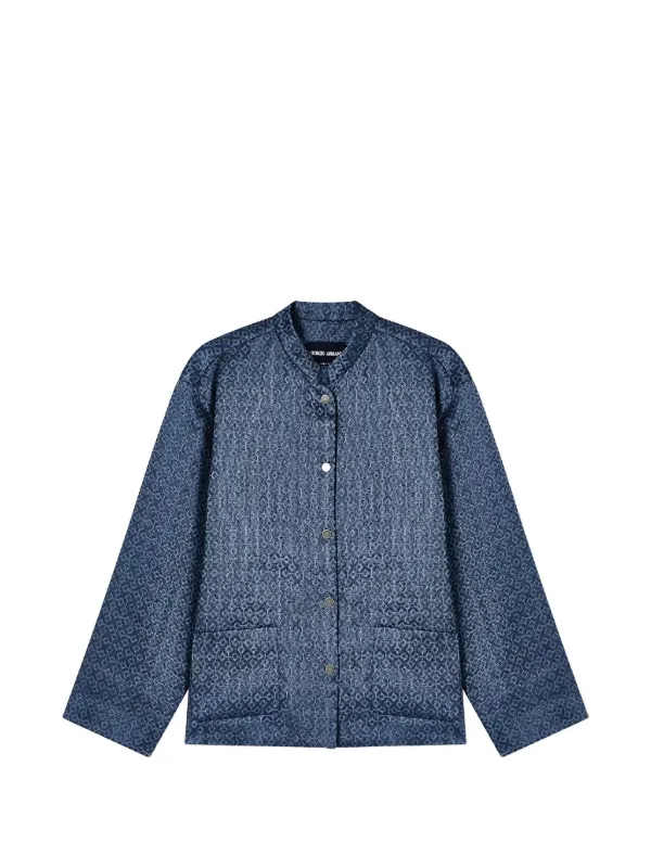Giorgio Armani Geometric-patterned Button-up Jacket in Blue